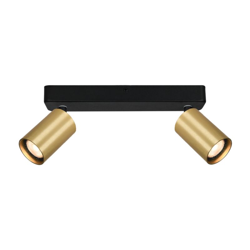 Lampa sufitowa Italux Nesto mosiężno-czarna Listwa z lampami 2 x GU10 x 10W wym: 13 x 24 x 5,5 cm - 1 szt.