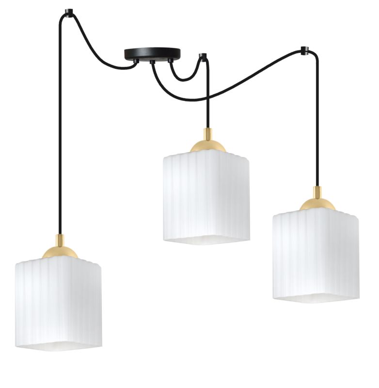 Lampa sufitowa wisząca Light Home LH Riffle Pająk 3x E27 60W czarny/biały/złoty 1szt.