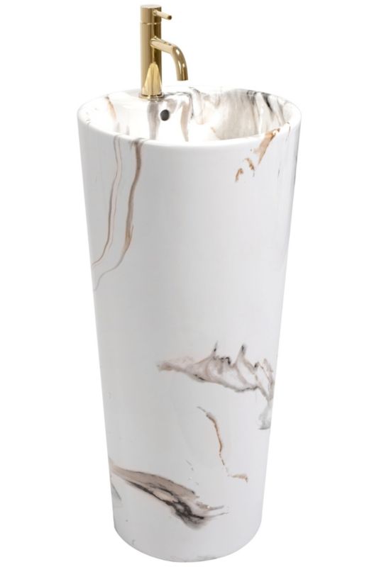 Umywalka Wolnostojąca Rea Blanka Marble Okrągła Biały 40X40X85Cm 1 Szt