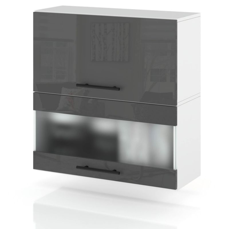 Szafka Kuchenna Hurtownia-Mebli Wisząca Klapowa W60KL sPremium 60cm Biały Mat Szary Połysk 60x32x72 cm 1szt.