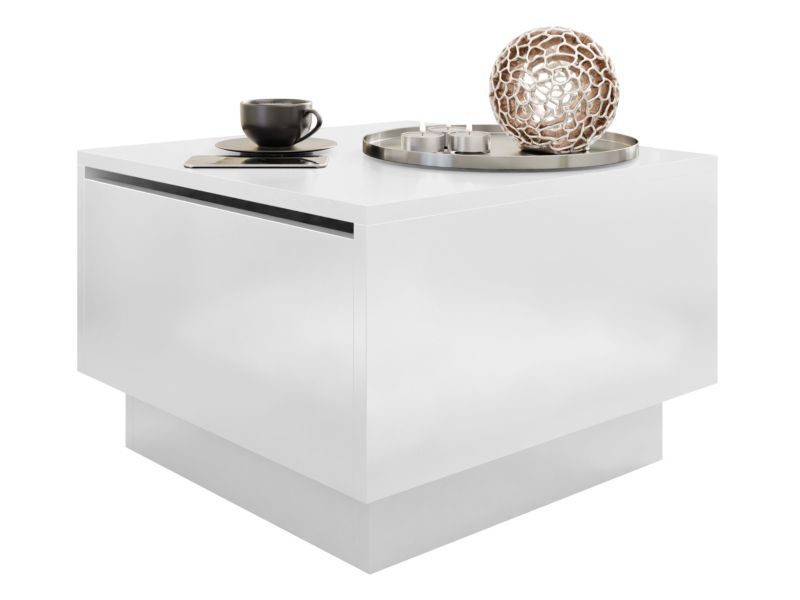 Stolik kawowy MIRJAN 24 ze schowkiem Moon 60x60 biały połysk 1 szt.