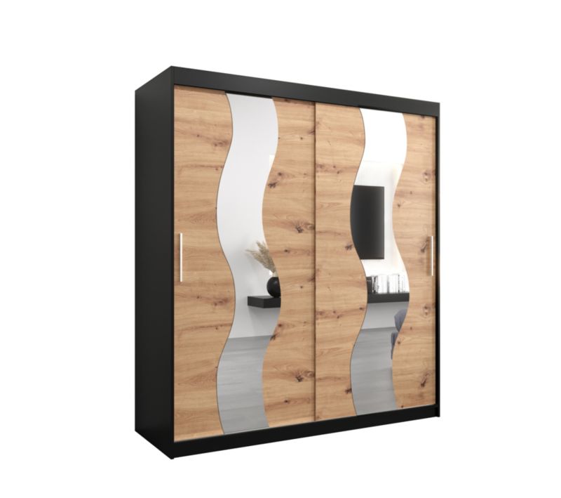 Szafa przesuwna Abiks SEWILLA 180 czarny mat + dąb artisan 1 szt.