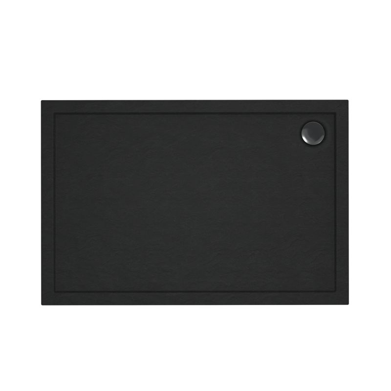 Brodzik akrylowy Schedpol Atla prostokątny 80 x 90 x 4,5 cm czarny struktura kamienia