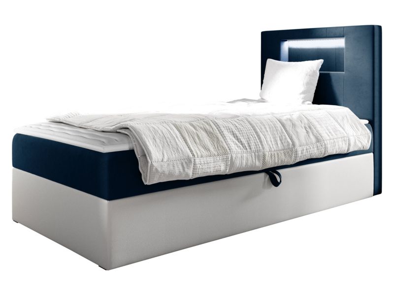 Łóżko kontynentalne MIRJAN 24 Gold Junior 1 80x200, Strona: Prawa biała ekoskóra/granatowy 1 szt.