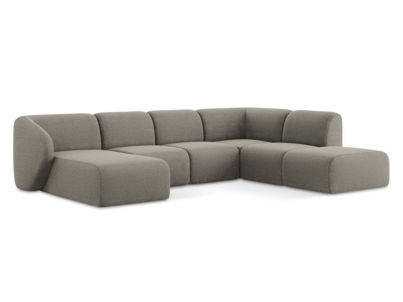 Sofa panoramiczna lewa LaMiaSofa CERVO z tkaniny bouclé 325x236 cm szary 1 szt.