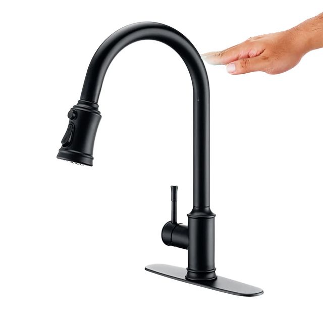 Bateria kuchenna Lauferi LAMONA mosiężna dotykowa z wyciąganą wylewką czarna retro 1 szt.