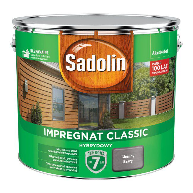 Impregnat do drewna Sadolin Hybrydowy ciemny szary 9 l
