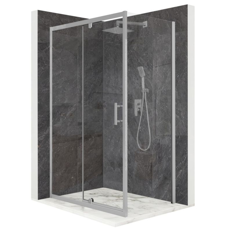 Kabina prysznicowa prostokątna TECHGLOBE uchylna srebrna 110x90 szkło 6mm + powłoka 1 szt.