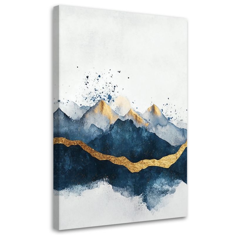 Obraz na płótnie Feeby Abstrakcja Złoto Niebieski Nowoczesny 80x120cm 1szt