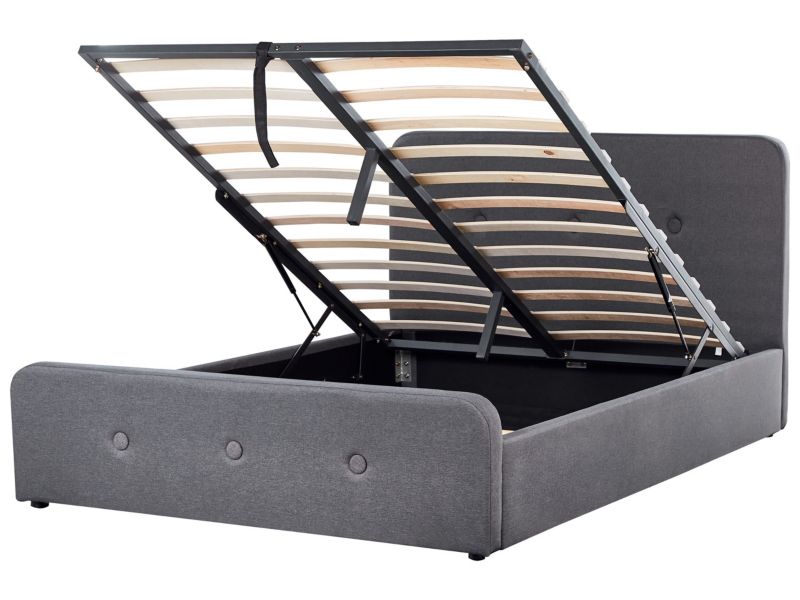 Łóżko z pojemnikiem tapicerowane 140 x 200 cm ciemnoszare Rennes 1 szt.