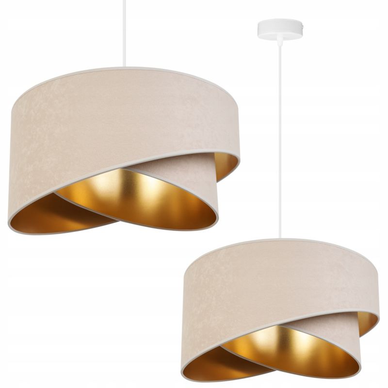 Lampa sufitowa wisząca Light Home LH Mediolan 1x E27 60W abażur beżowy/złoty 1szt.