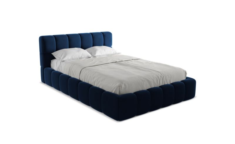 Łóżko LaMiaSofa Nalu z weluru 140x200 królewski niebieski 1 szt.