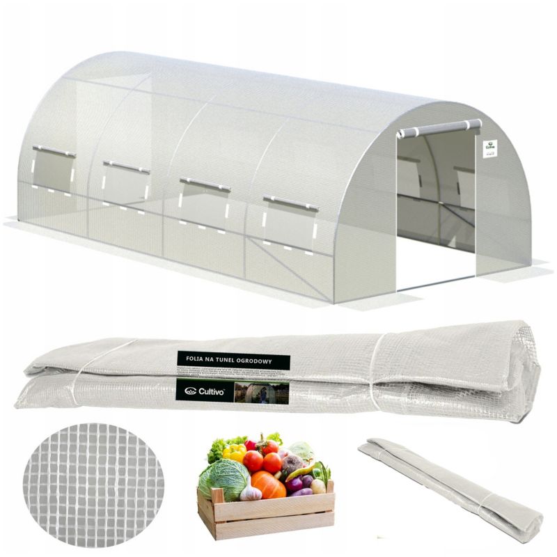 Folia Cultivo Zamienna Na Tunel Ogrodowy Szklarnia 3x6x2 Biały Podwójne Drzwi Uv4 1 szt