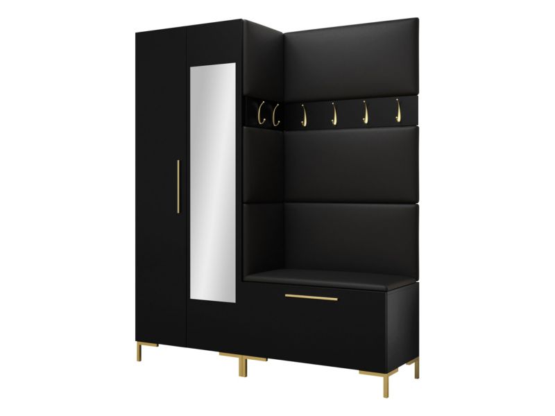 Garderoba MIRJAN 24 Zilion IX czarny + czarna ekoskóra 1 kpl.