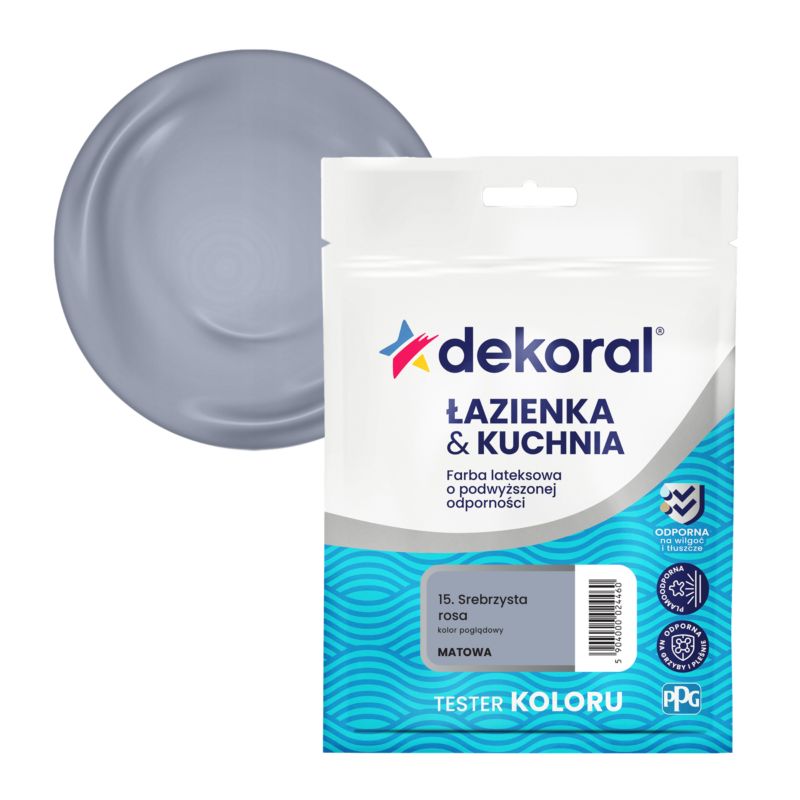 Tester farby kolorowej Dekoral Łazienka & Kuchnia srebrzysta rosa 0,03 l