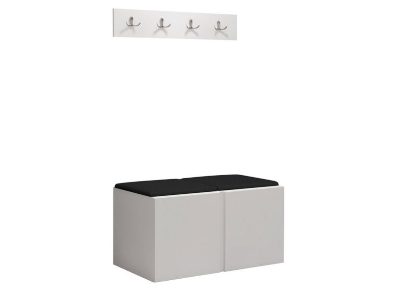 Garderoba MIRJAN 24 Orion VI biały + czarna ekoskóra 1 kpl.