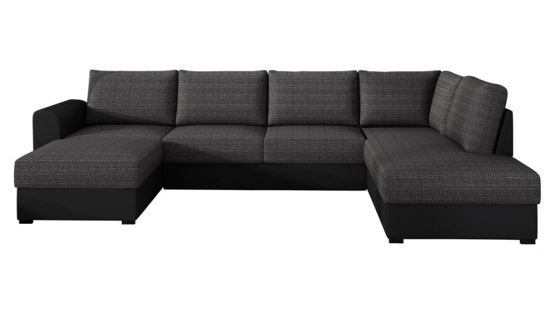 Narożnik z funkcją spania MIRJAN 24 Wilma prawy czarna ekoskóra/czarna plecionka 1 szt.