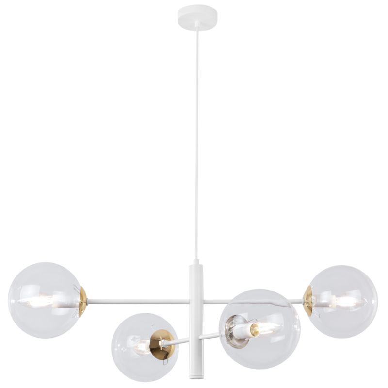 Lampa sufitowa wisząca Light Home LH Siena 4x E14 40W biały/złoty klosz bezbarwny 1szt.