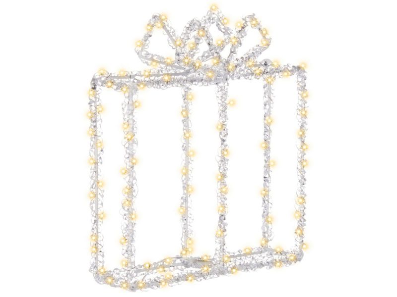 Dekoracja ogrodowa LED prezent świąteczny 25 cm biały Kemi 1 szt.