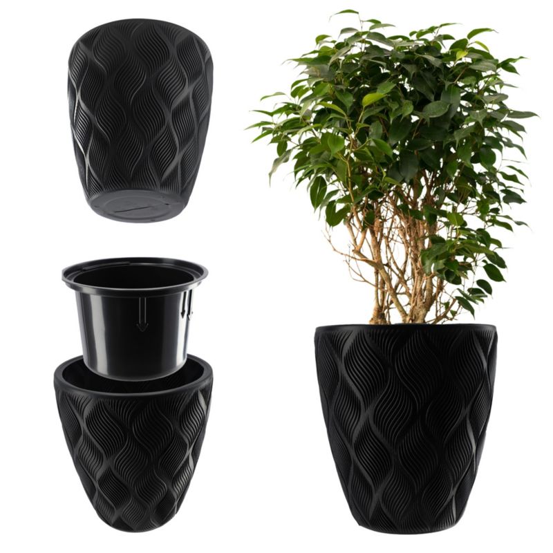 Donica KADAX Doniczka Z Wkładem Osłonka Czarna 32,5cm 1 szt.