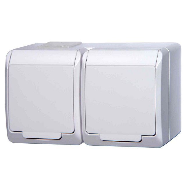 Gniazdo podwójne Elektro-Plast Hermes 3222 natynkowe z uziemieniem białe