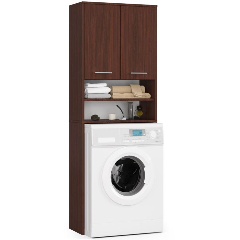 Słupek łazienkowy Akord Fin do zabudowy pralki Wenge 64 cm wnęka 2 drzwi kolor Wenge mat 4 półki 64x30x180 cm 1 szt.