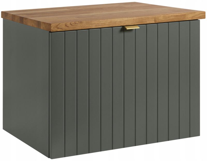 Szafka pod umywalkę Furnidea 61 cm lakierowana frezowana zielony półmat blat drewno Harmo 1 szt.
