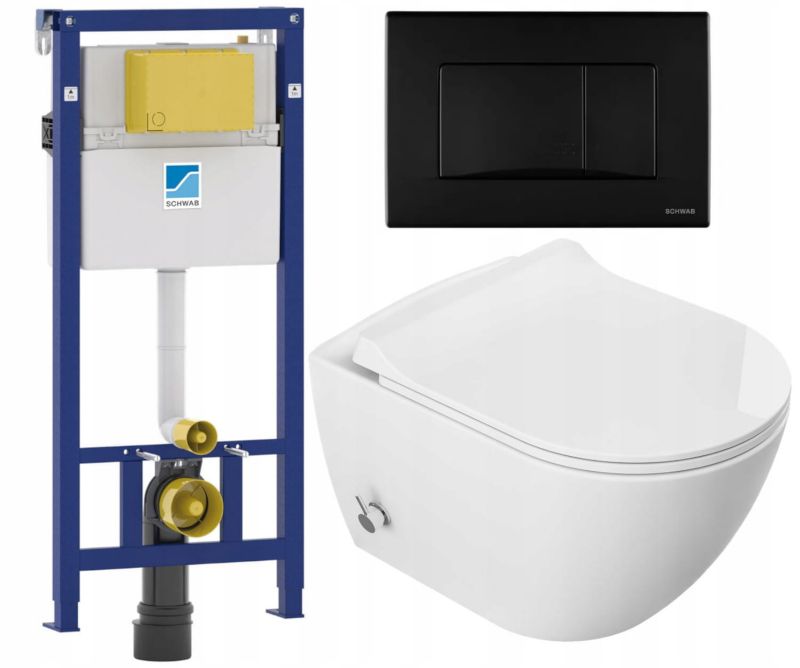 Zestaw WC 5w1 miska z bidetem 51x36x32.5cm stelaż i przycisk 1szt