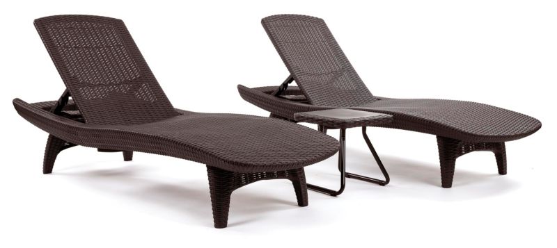 Zestaw ogrodowy Keter Pacific 2 leżaki + stolik komplet dla 2 osób Brąz 1 kpl.