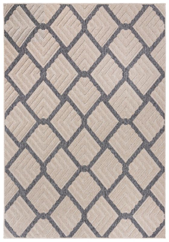 Dywan wewnętrzny/zewnętrzny Cansas T932C prostokąt Mazovia 120x 170 cm beżowy,kremowy motyw geometryczny krótki włos 1 szt.