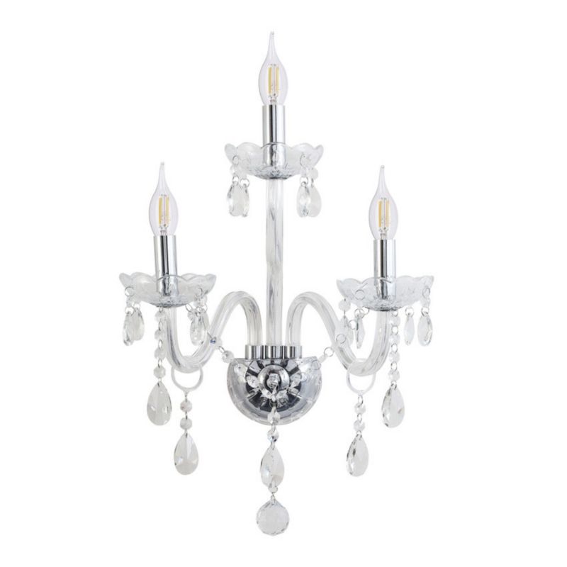 Kinkiet ścienny Candellux Cristallo srebrno-przezroczysty-biały 3 x E14 x 40W IP20 wym: 55 x 38 x 21 cm - 1 szt.