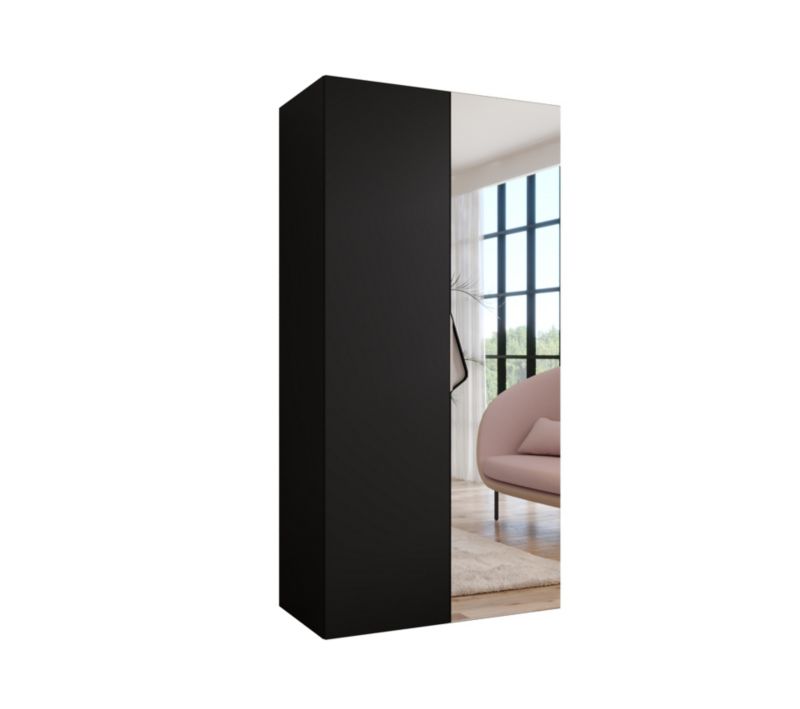 Szafa uchylna z lustrem otwierana Abiks SANDI 2 100 wys 202 cm Czarny + Kaszmir 1 szt