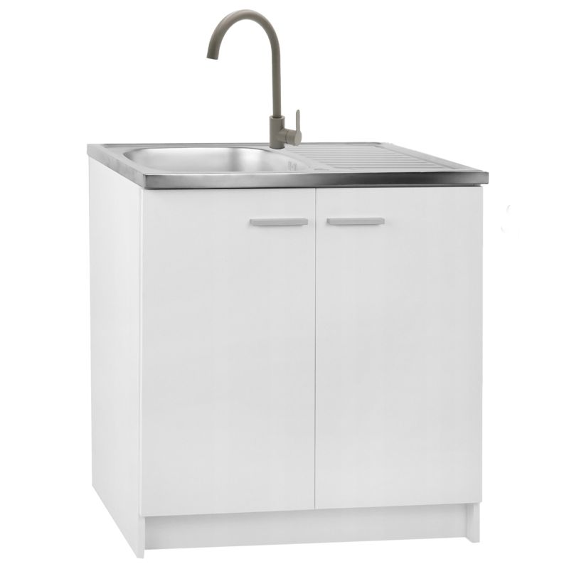 Szafka Kuchenna Stamar Biała 800x500mm Zlew Bateria Wysoka Oliwka Syfon Mocowania 1 szt