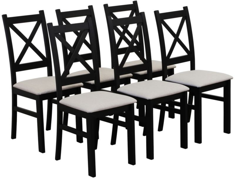 Zestaw Bonni 6x Krzesło tapicerowane do jadalni Czarny/Beż 1 kpl.
