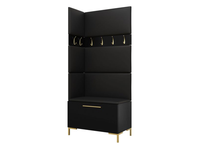 Garderoba MIRJAN 24 Zilion IV czarny + czarna ekoskóra 1 kpl.