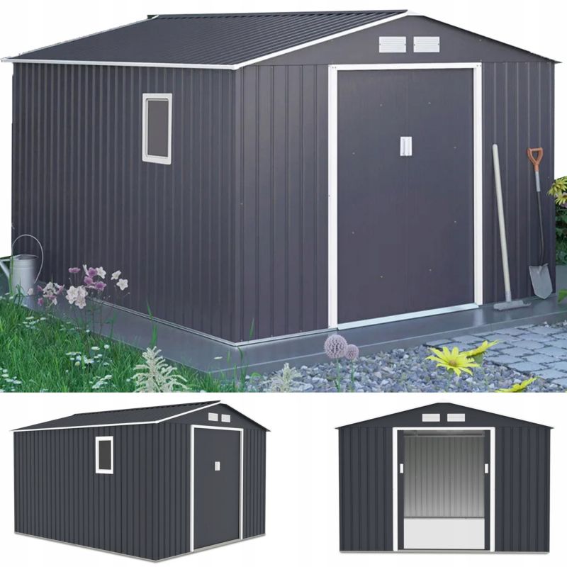 Domek Ogrodowy Narzędziowy Schowek Szopa HUDSON 319x277cm Metalowy Blaszak 1 szt