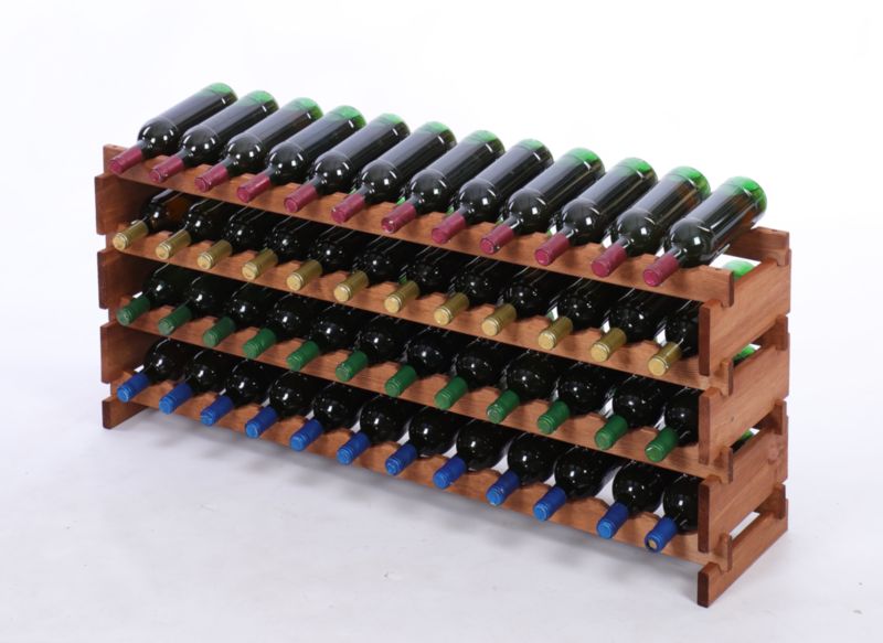 Stojak na wino MODO24 regał modułowy na butelki 4 leżnie x 12 butelek montaż bez narzędzi impregnacja brązowa 1 szt.