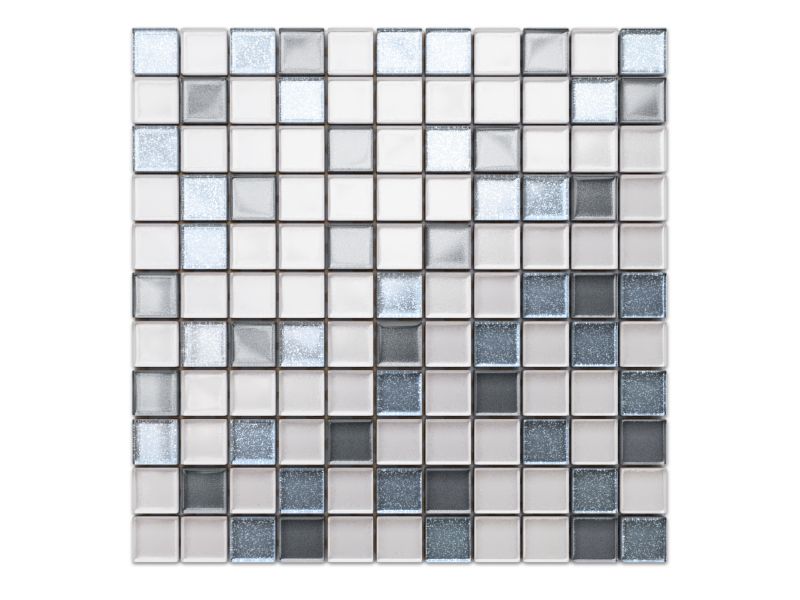 Mozaika szklana Ilcom biała perła silver brokat 30x30cm 1 szt.
