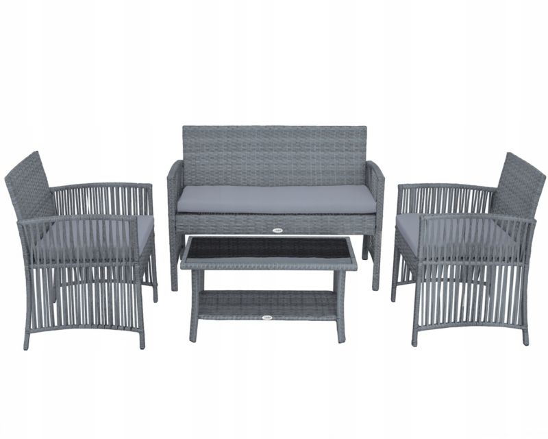 Zestaw meble ogrodowe JUMI ciemnoszare 2 fotele, stolik i sofa eleganckie 1 szt.