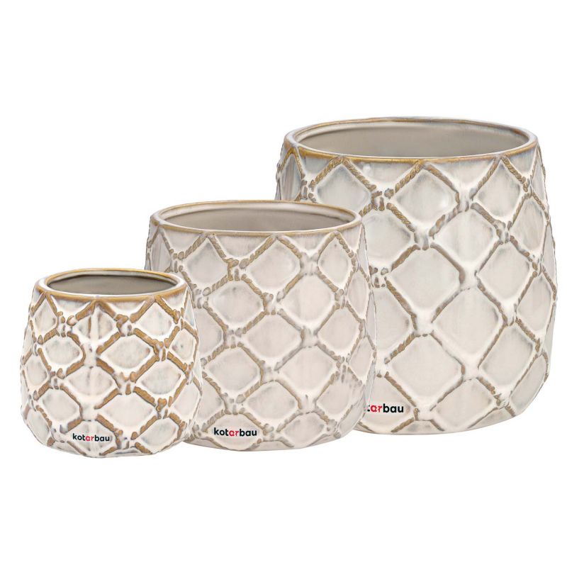 Doniczka ceramiczna KOTARBAU ananas biała 3 szt.