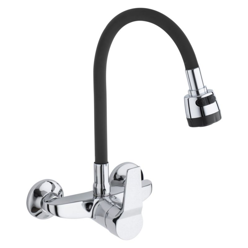 Bateria kuchenna DIOSA - YOKA HOME ścienna elastyczna wylewka kran czarna - 1 szt.