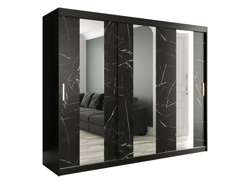 Szafa MIRJAN 24 Marmur Pole 250 czarny mat / czarny marmur 1 szt.