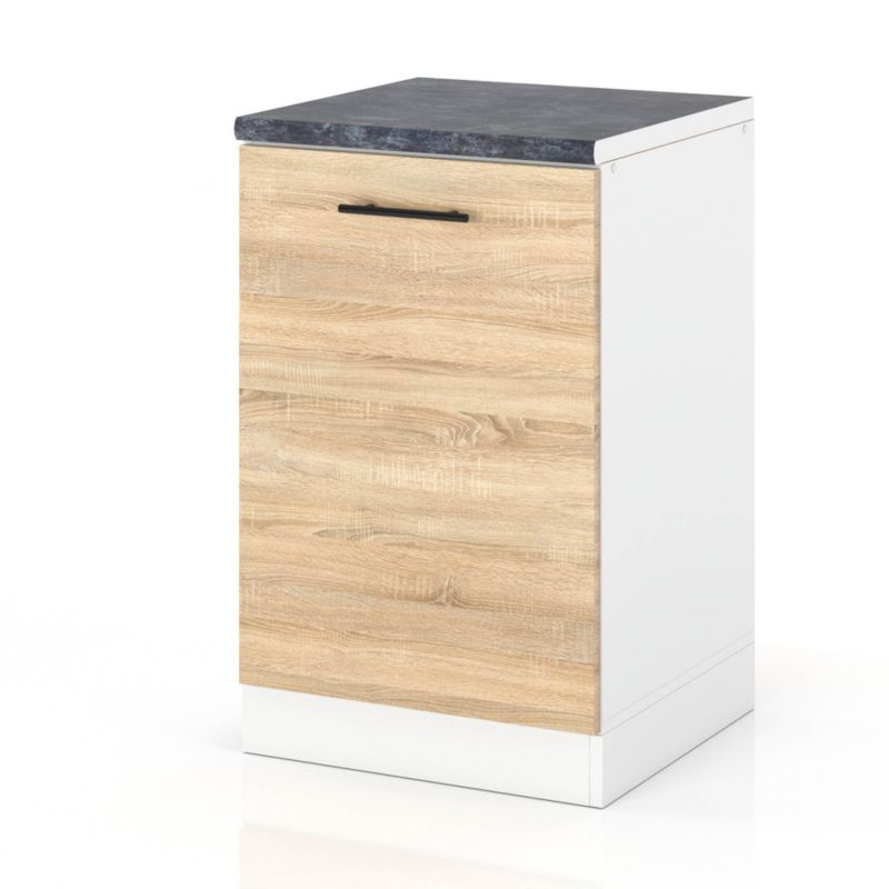 Szafka Kuchenna Hurtownia-Mebli Stojąca D50 sPremium 50cm Biały Mat Dąb Sonoma 50x52x85 cm 1szt.