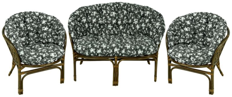 Poduszka na meble rattanowe wiklinowe AMPO komplet czarny biały 1 szt.