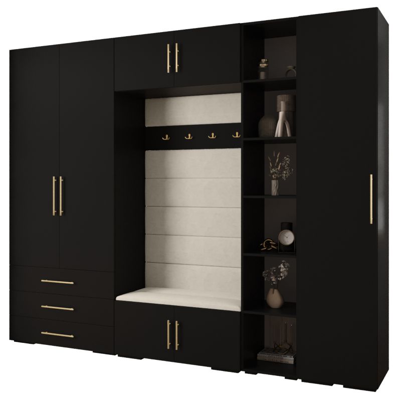 Garderoba do przedpokoju Abiks INOVA 3 Z11 czarny+złoty+manila02 1 szt.