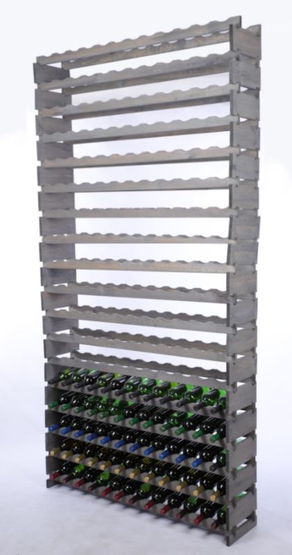 Stojak na wino MODO24 regał modułowy na butelki 18 leżni x 12 butelek montaż bez narzędzi impregnacja szara 1 szt.