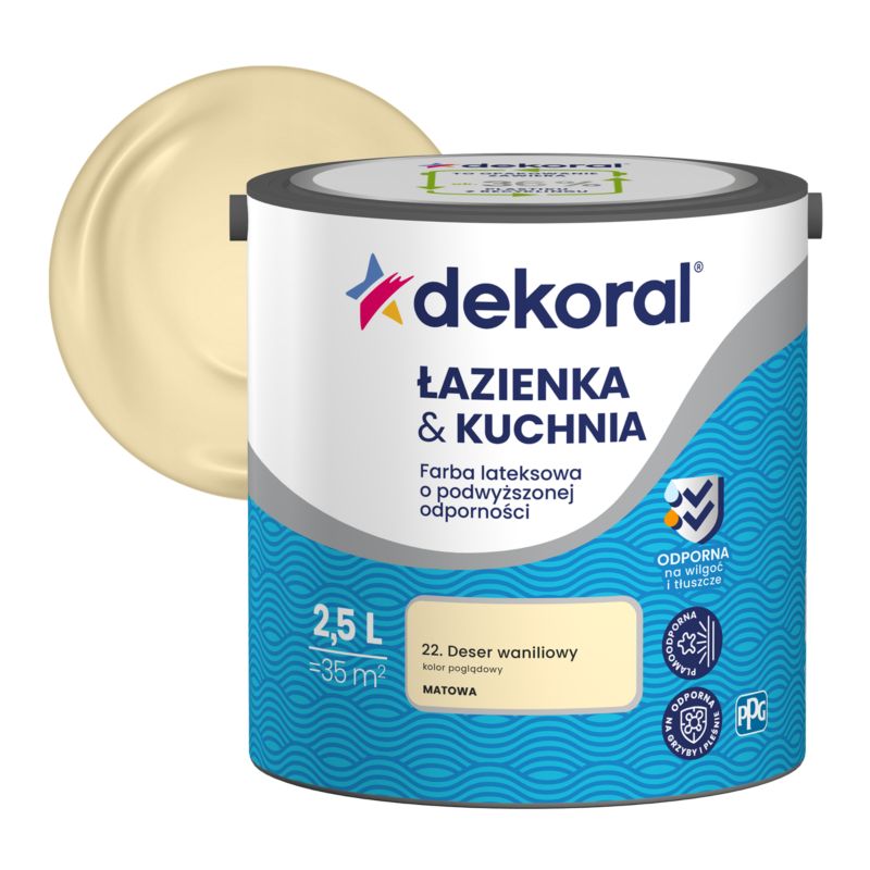 Farba kolorowa Dekoral Łazienka & Kuchnia deser waniliowy 2,5 l
