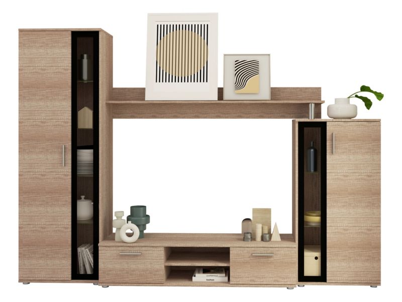 Meblościanka MIRJAN 24 Bentley country oak grey/czarny 1 kpl.