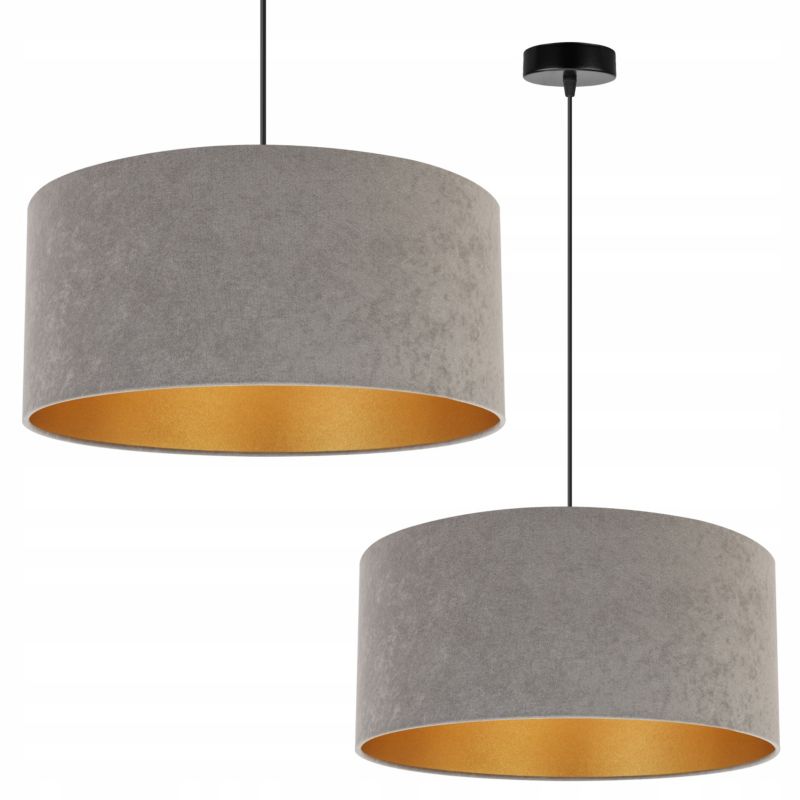 Lampa sufitowa wisząca Light Home LH Mediolan Welur 1x E27 60W zimny szary/złoty 1szt.