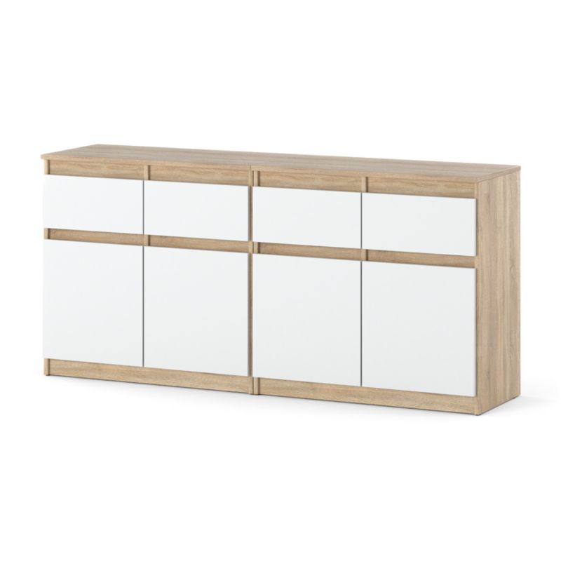 Komoda Hurtownia-Mebli Szuflady 4 Olia Mini 160cm Dąb Sonoma Biały Mat 160x35x75 cm 1szt.